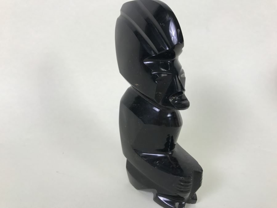 Black Onyx Carved Statue/Figurine - See Photo For Chip In Base Of Figure [Photo 5]