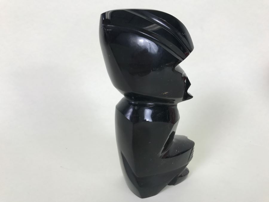 Black Onyx Carved Statue/Figurine - See Photo For Chip In Base Of Figure [Photo 8]
