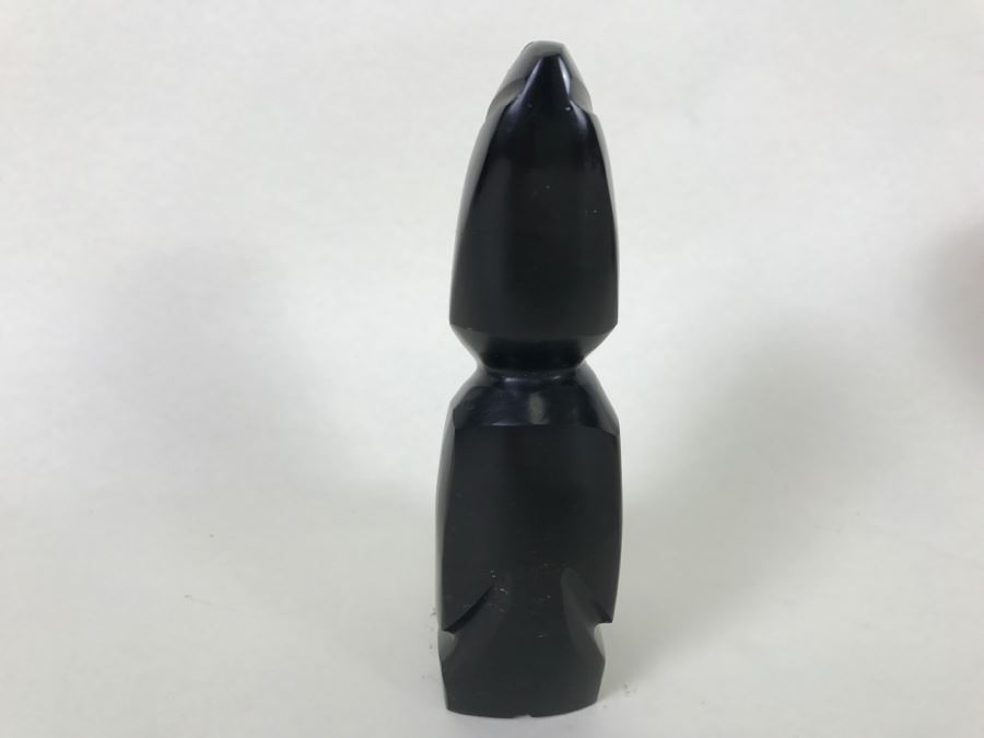 Black Onyx Carved Statue/Figurine - See Photo For Chip In Base Of Figure [Photo 9]