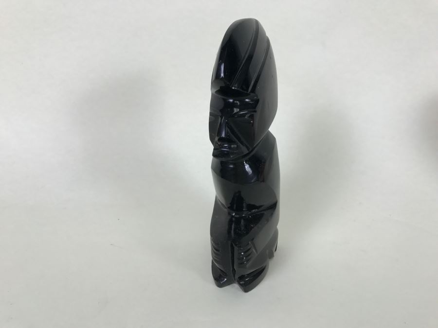 Black Onyx Carved Statue/Figurine - See Photo For Chip In Base Of Figure [Photo 4]