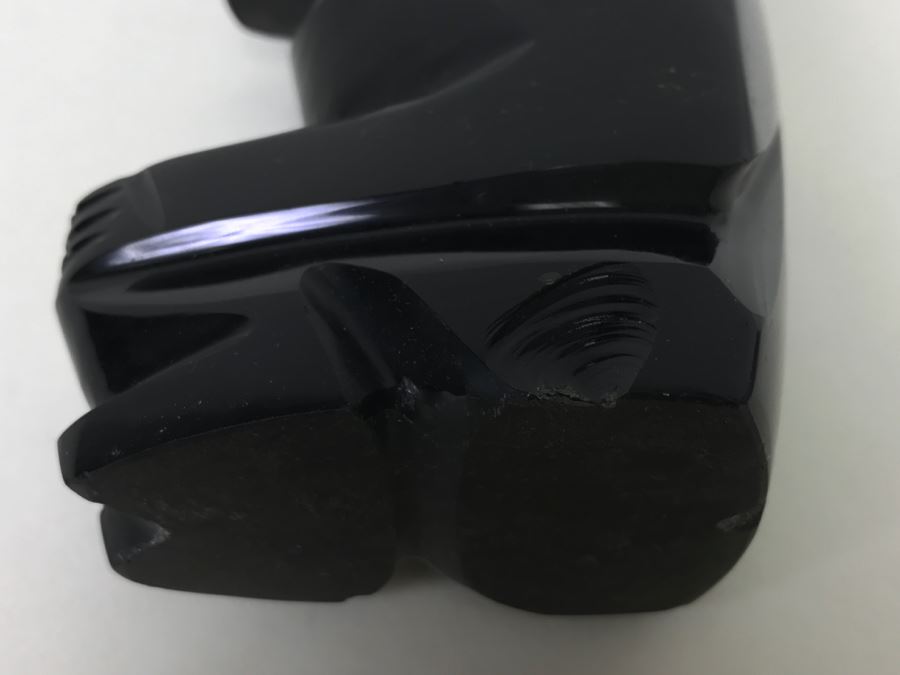 Black Onyx Carved Statue/Figurine - See Photo For Chip In Base Of Figure [Photo 11]