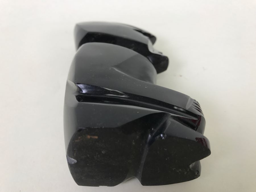 Black Onyx Carved Statue/Figurine - See Photo For Chip In Base Of Figure [Photo 2]