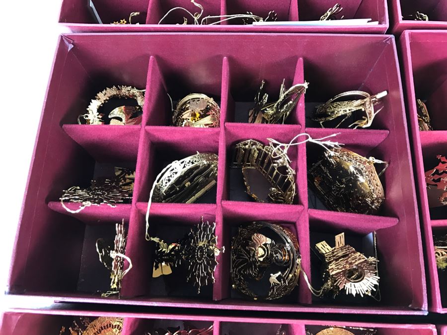 Large Collection Of Gold Christmas Ornaments From The Danbury Mint - Six Boxes Filled [Photo 7]