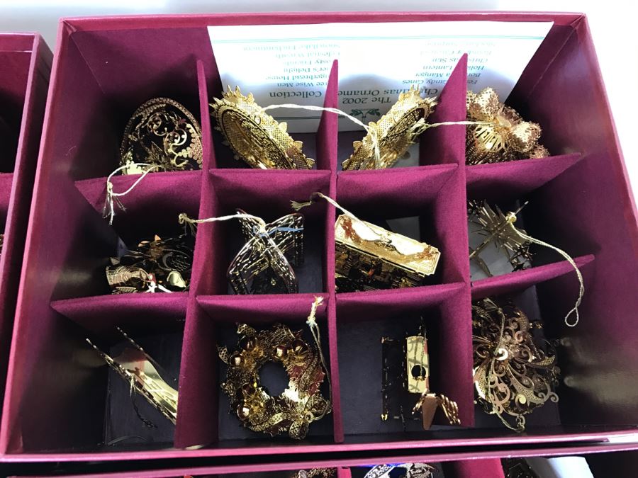 Large Collection Of Gold Christmas Ornaments From The Danbury Mint - Six Boxes Filled [Photo 9]