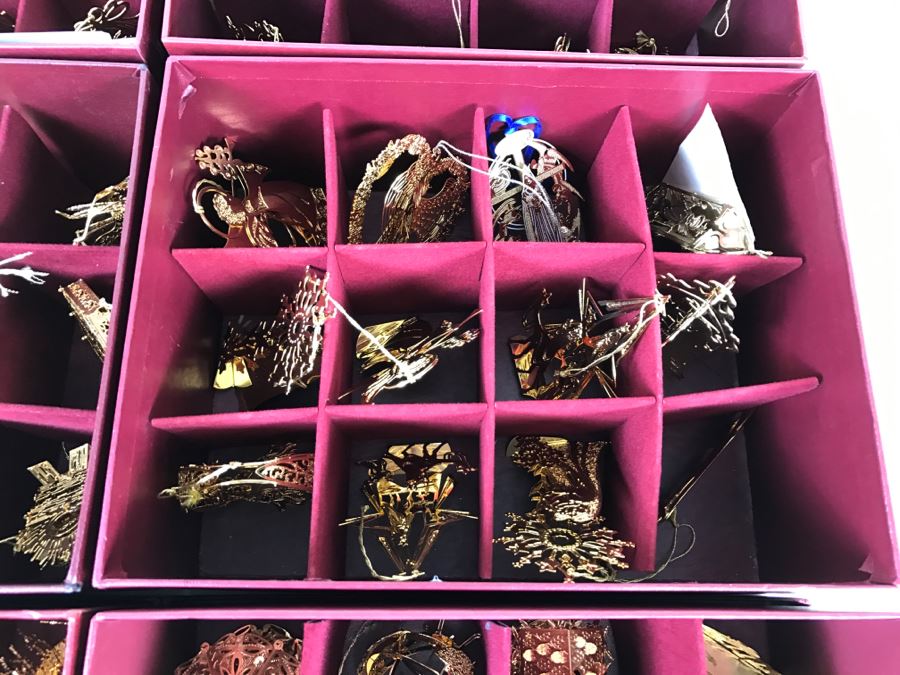 Large Collection Of Gold Christmas Ornaments From The Danbury Mint - Six Boxes Filled [Photo 6]