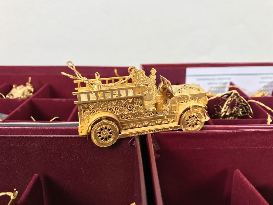 Large Collection Of Gold Christmas Ornaments From The Danbury Mint - Six Boxes Filled [Photo 3]