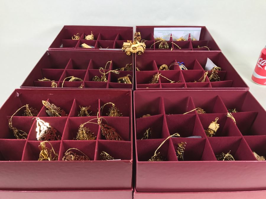 Large Collection Of Gold Christmas Ornaments From The Danbury Mint - Six Boxes Filled [Photo 10]