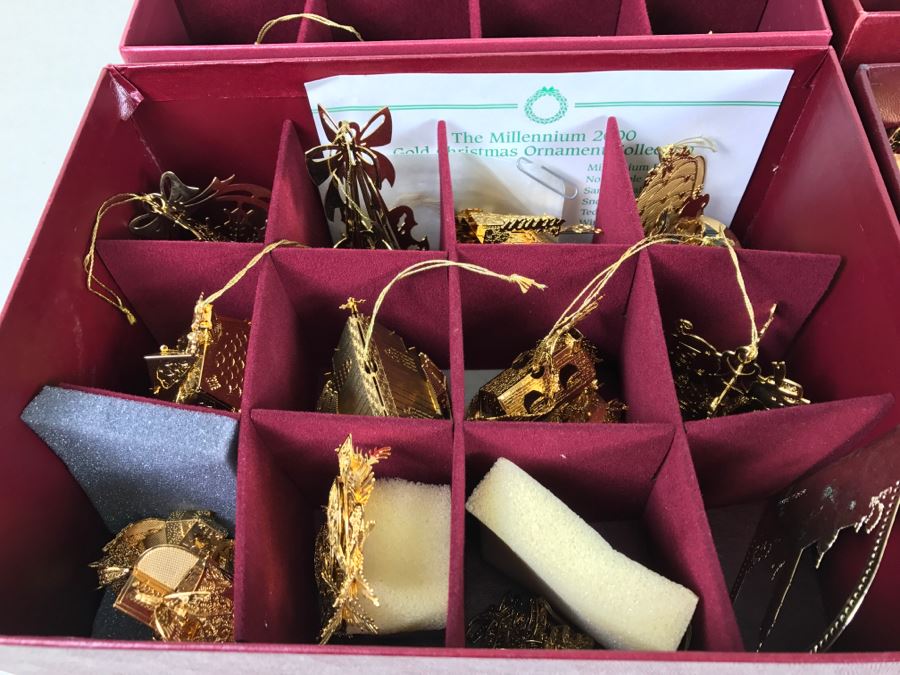 Large Collection Of Gold Christmas Ornaments From The Danbury Mint - Six Boxes Filled [Photo 5]