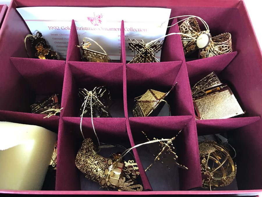 Large Collection Of Gold Christmas Ornaments From The Danbury Mint - Six Boxes Filled [Photo 8]