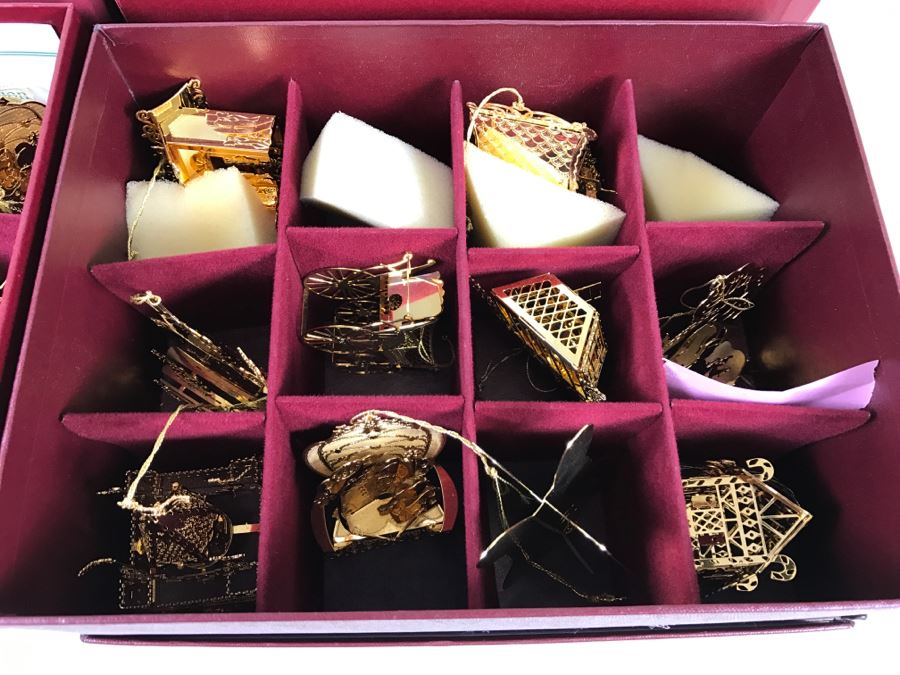 Large Collection Of Gold Christmas Ornaments From The Danbury Mint - Six Boxes Filled [Photo 4]