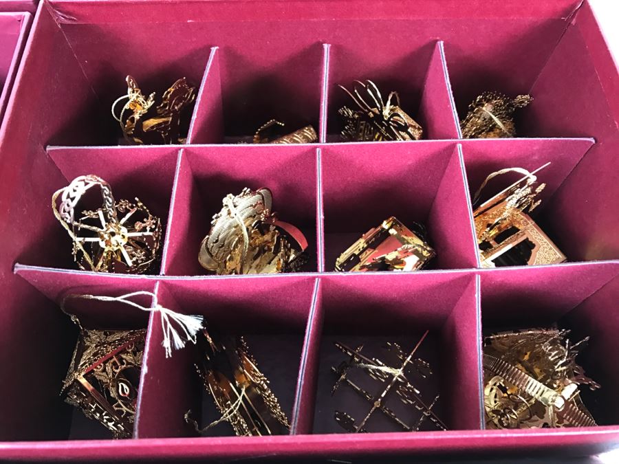 Large Collection Of Gold Christmas Ornaments From The Danbury Mint - Six Boxes Filled [Photo 7]
