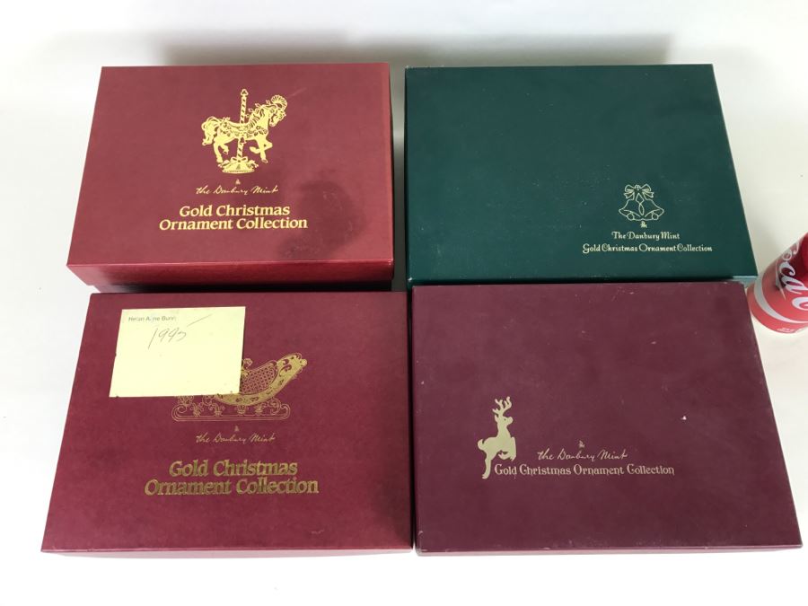 Large Collection Of Gold Christmas Ornaments From The Danbury Mint - Four Boxes Filled [Photo 2]