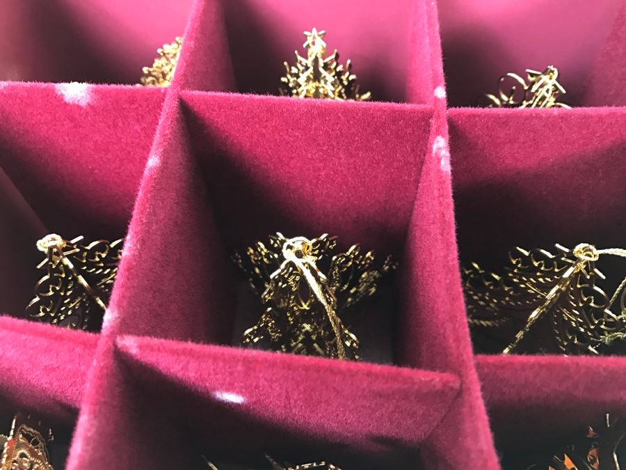 Large Collection Of Gold Christmas Ornaments From The Danbury Mint - Four Boxes Filled [Photo 8]