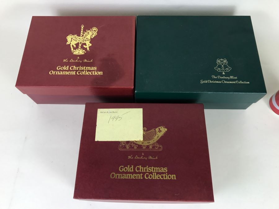Large Collection Of Gold Christmas Ornaments From The Danbury Mint - Four Boxes Filled [Photo 4]