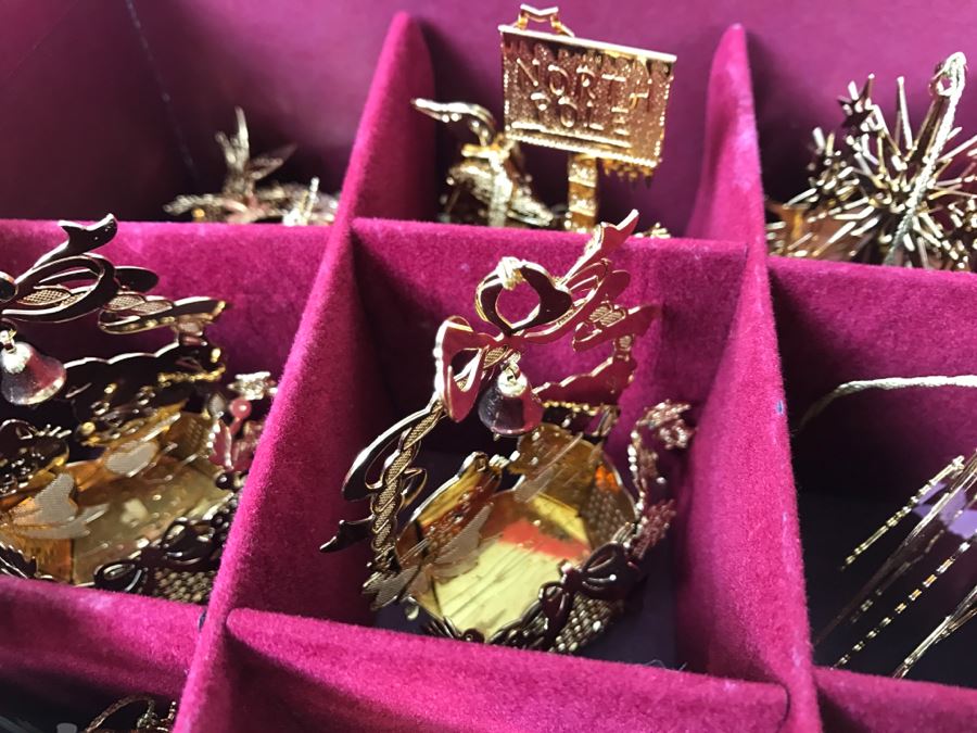Large Collection Of Gold Christmas Ornaments From The Danbury Mint - Four Boxes Filled [Photo 6]