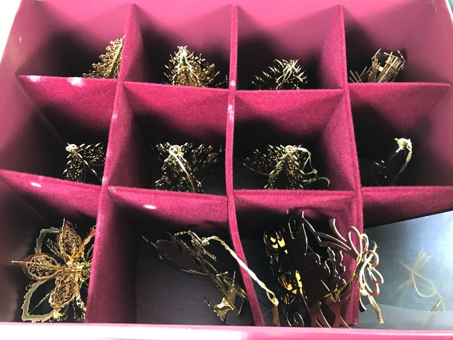 Large Collection Of Gold Christmas Ornaments From The Danbury Mint - Four Boxes Filled [Photo 7]