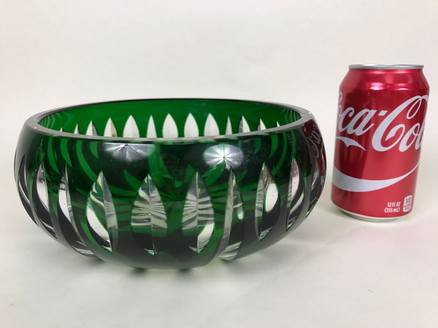 Stunning Green Cut Crystal Bowl [Photo 1]