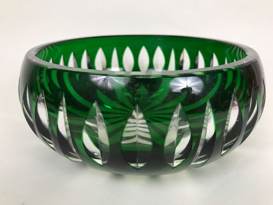 Stunning Green Cut Crystal Bowl