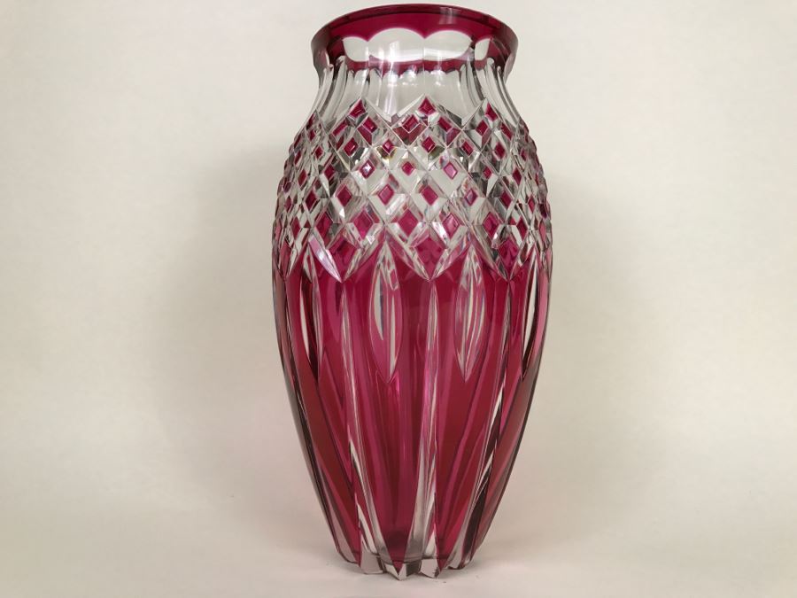 Fabulous Large Heavy Ruby Cut Crystal Vase [Photo 8]