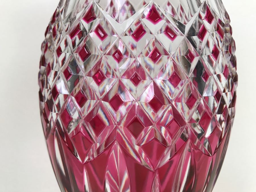 Fabulous Large Heavy Ruby Cut Crystal Vase [Photo 4]
