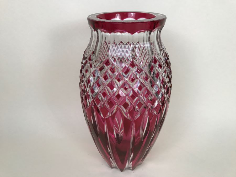 Fabulous Large Heavy Ruby Cut Crystal Vase [Photo 3]