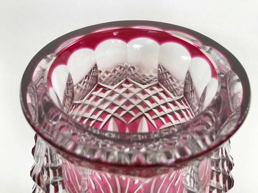 Fabulous Large Heavy Ruby Cut Crystal Vase [Photo 6]