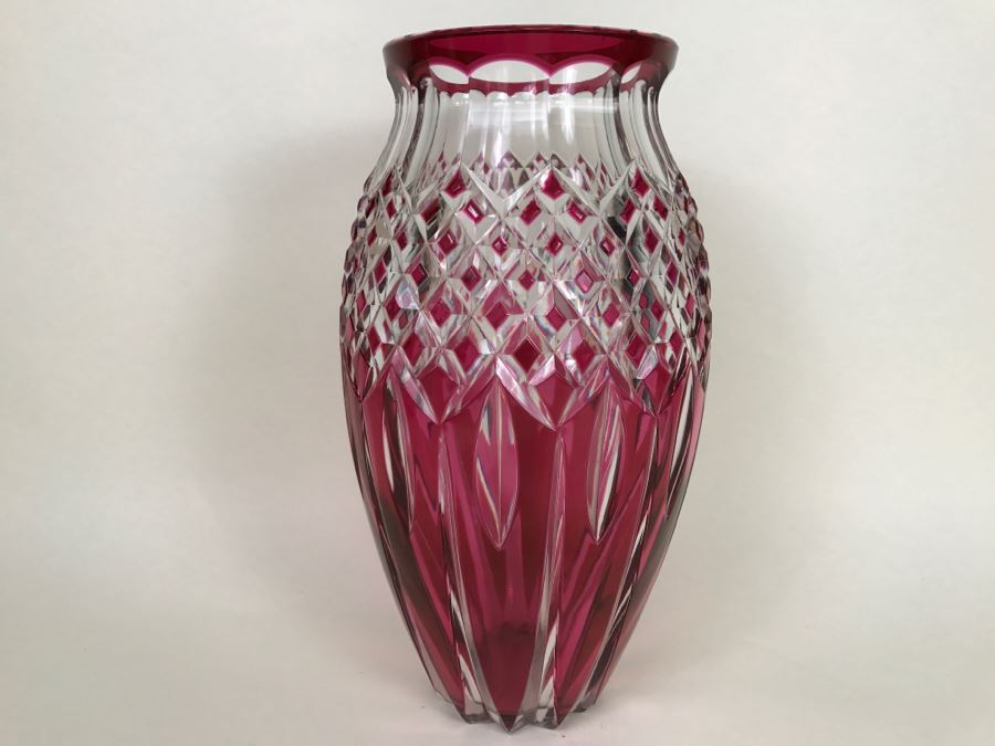 Fabulous Large Heavy Ruby Cut Crystal Vase [Photo 2]