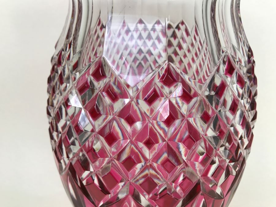 Fabulous Large Heavy Ruby Cut Crystal Vase [Photo 5]