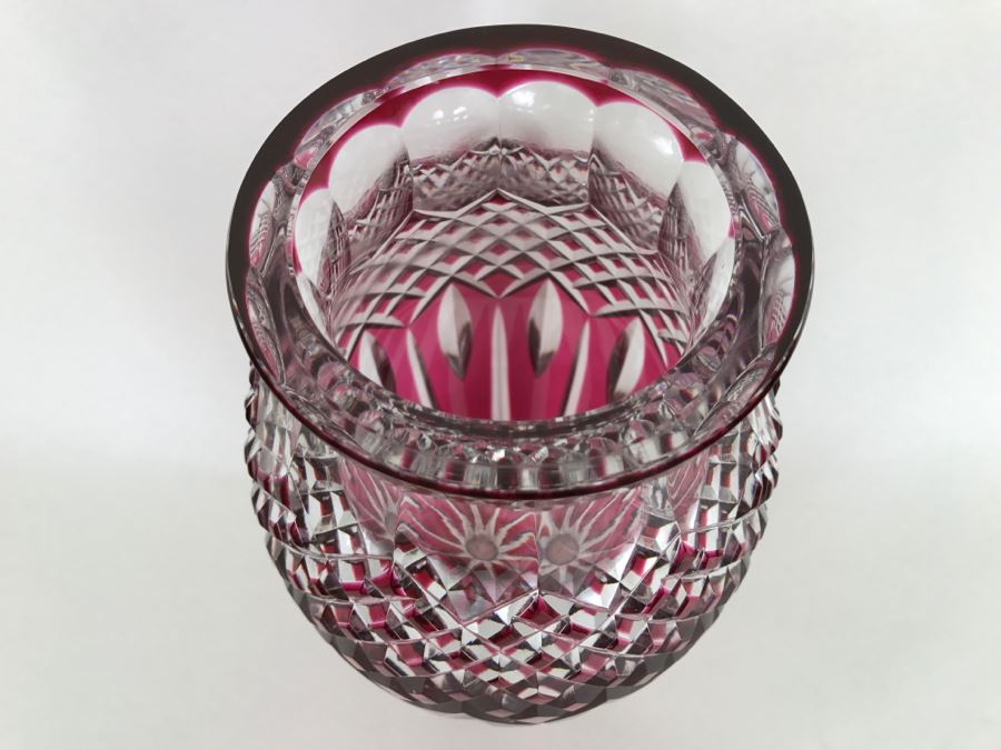 Fabulous Large Heavy Ruby Cut Crystal Vase [Photo 7]