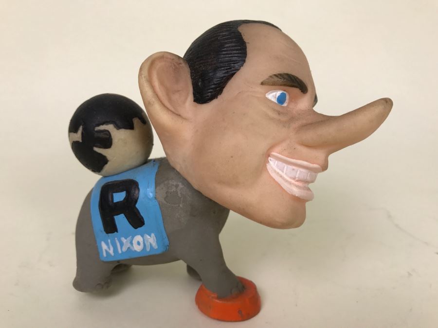 Vintage Richard Nixon Satirical Political Painted Vinyl Figurine Elephant GOP [Photo 3]