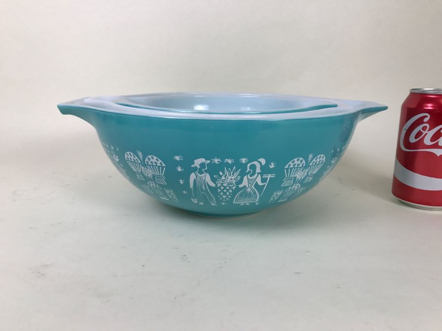 Vintage 1950s Pyrex Butterprint Amish Bowls Turquoise Mixing Bowls [Photo 4]