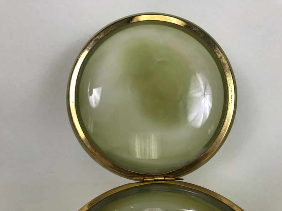 Carved Onyx Lidded Bowl With Gold Trim And Feet Made In Italy For GUMPS And (2) Carved Stone Bowls [Photo 10]