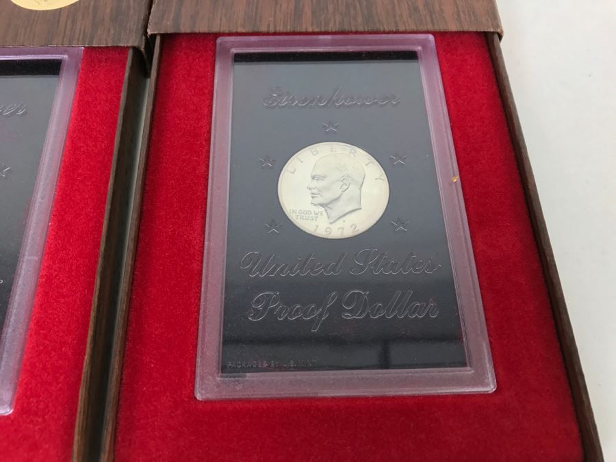 Set Of (3) Eisenhower United States Proof Dollars (2) 1972 And (1) 1973 Packaged By U.S. Mint [Photo 2]