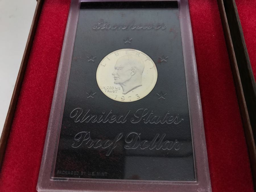 Set Of (3) Eisenhower United States Proof Dollars (2) 1972 And (1) 1973 Packaged By U.S. Mint [Photo 5]