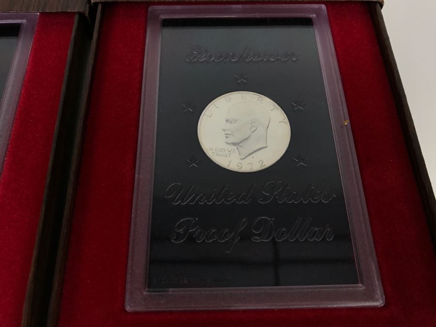 Set Of (3) Eisenhower United States Proof Dollars (2) 1972 And (1) 1973 Packaged By U.S. Mint [Photo 3]