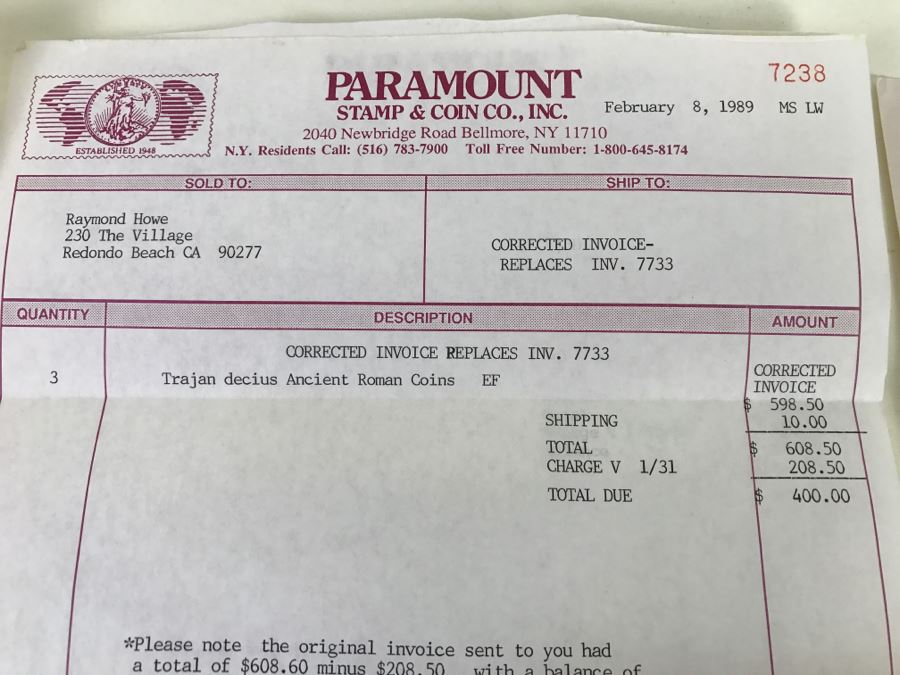 Trajan Decius Ancient Roman Silver (Apx 250 AD) Extra Fine Condition With Documentation [Photo 7]