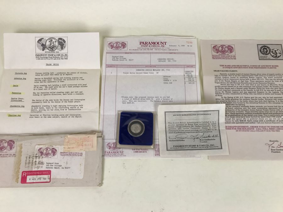 Trajan Decius Ancient Roman Silver (Apx 250 AD) Extra Fine Condition With Documentation [Photo 19]