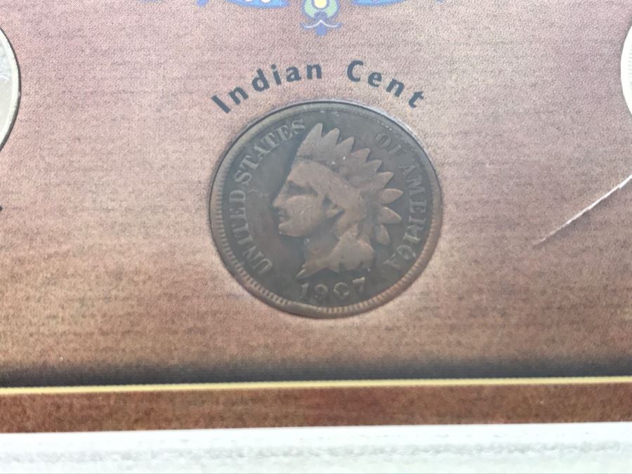 Three Rare Coins - Buffalo Nickel, Indian Cent And Liberty Nickel In Plastic Display Case [Photo 4]