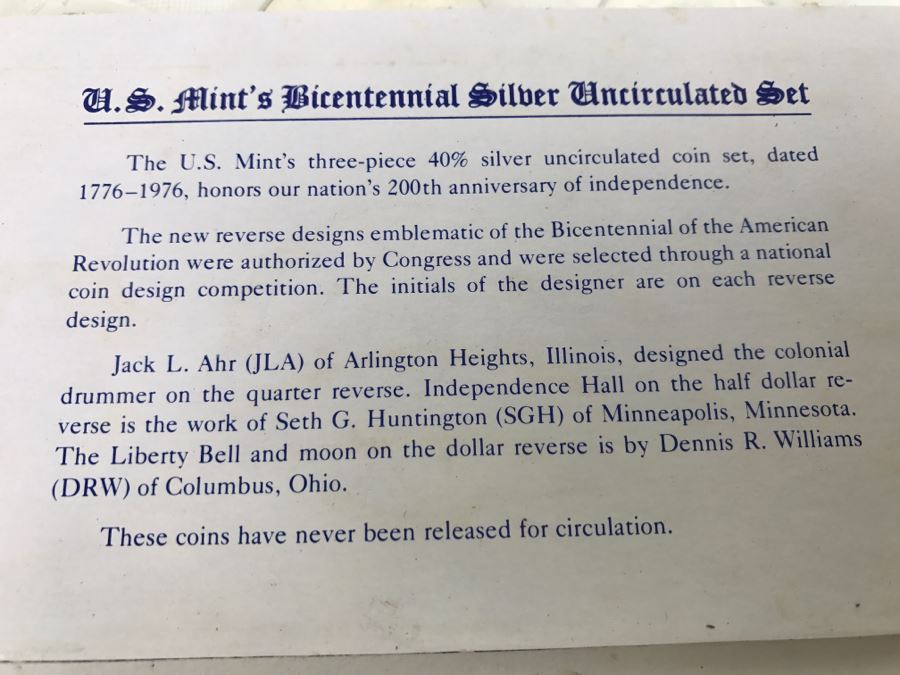 United States Bicentennial 40% Silver Uncirculated Coin Set [Photo 8]