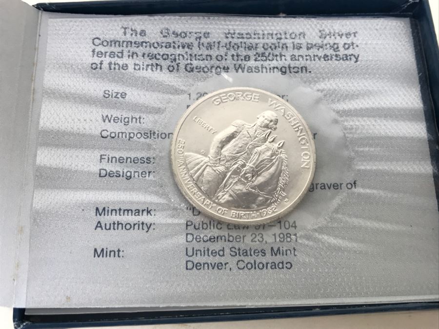George Washington .900 Silver Commemorative Half Dollar Coin Uncirculated .4019 Troy Oz. 1982 [Photo 4]