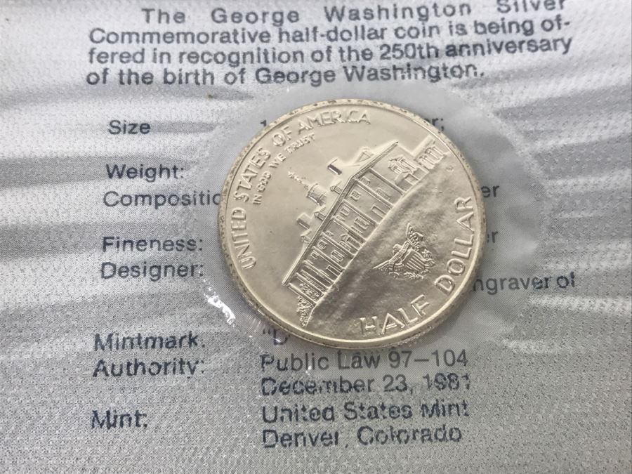 George Washington .900 Silver Commemorative Half Dollar Coin Uncirculated .4019 Troy Oz. 1982 [Photo 6]
