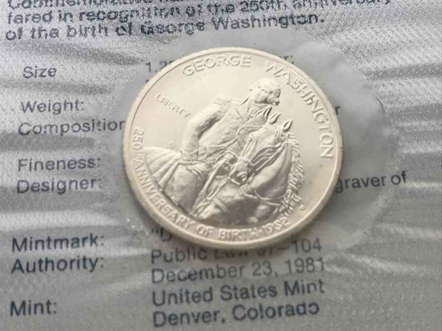 George Washington .900 Silver Commemorative Half Dollar Coin Uncirculated .4019 Troy Oz. 1982 [Photo 5]