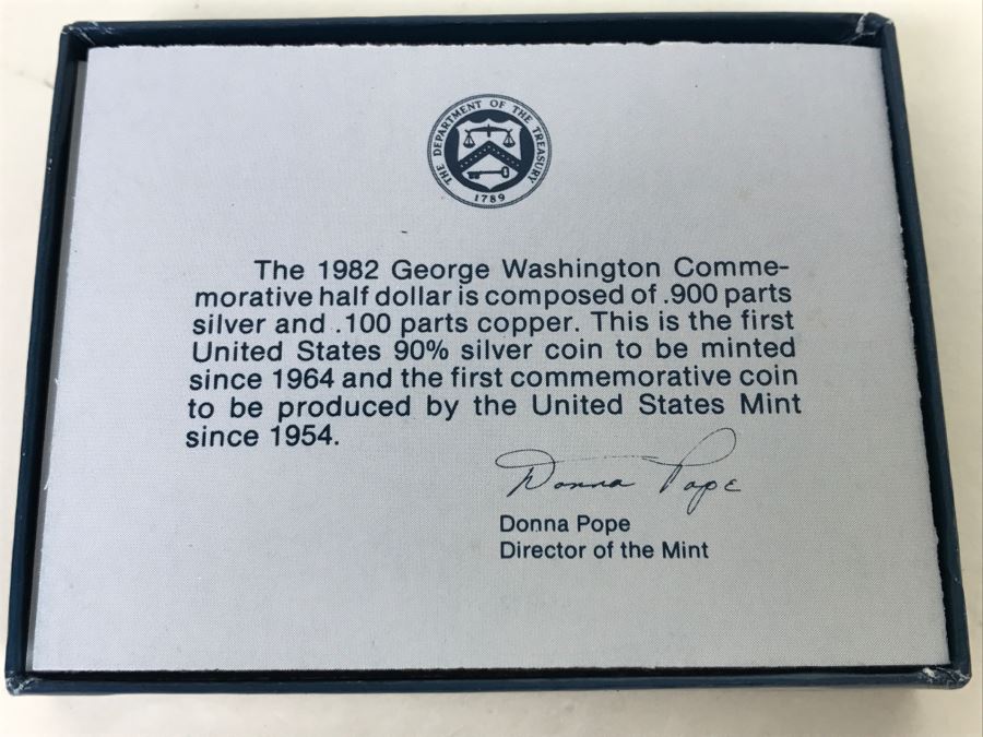 George Washington .900 Silver Commemorative Half Dollar Coin Uncirculated .4019 Troy Oz. 1982 [Photo 9]