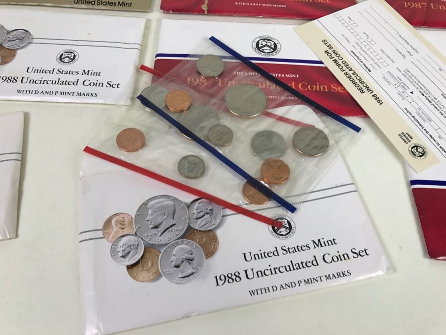 (9) Uncirculated U.S. Mint Coint Sets (5) 1987, (3) 1988, (1) 1984 [Photo 2]