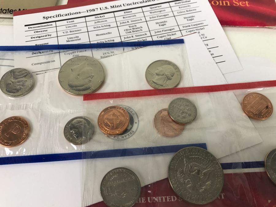 (9) Uncirculated U.S. Mint Coint Sets (5) 1987, (3) 1988, (1) 1984 [Photo 9]