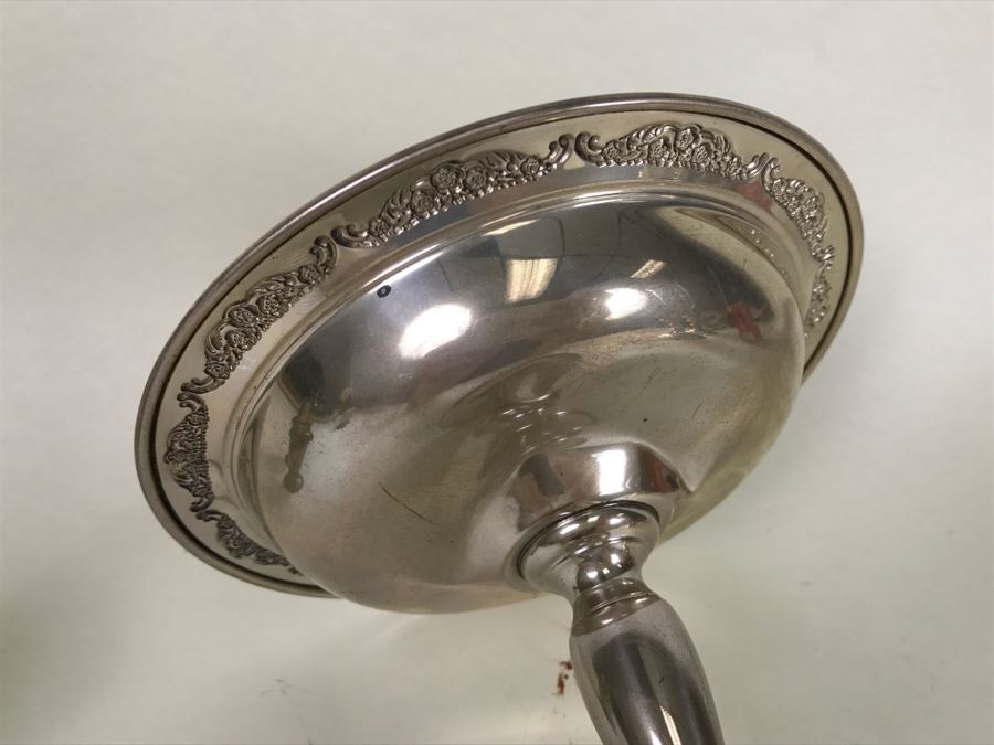 Sterling Silver Lot Includes GORHAM Sterling Weighted Candle Holders With Spiral Glass Hurricanes, Sterling Salt & Pepper Shakers Plus Damaged Sterling Footed Bowl [Photo 16]