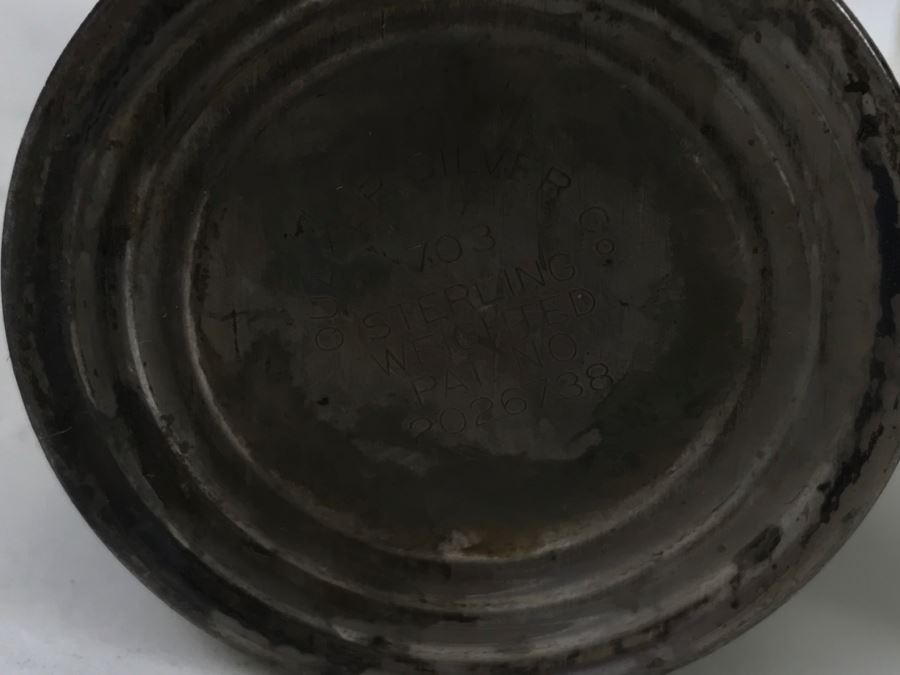 Sterling Silver Lot Includes GORHAM Sterling Weighted Candle Holders With Spiral Glass Hurricanes, Sterling Salt & Pepper Shakers Plus Damaged Sterling Footed Bowl [Photo 6]