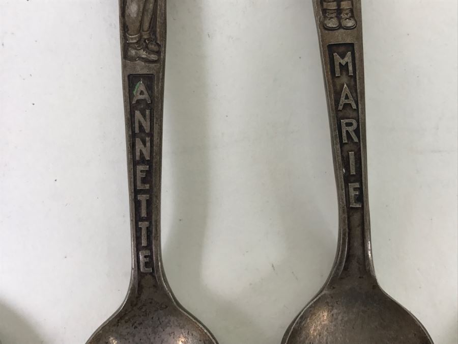 (5) Carlton Silver Plate Spoons Of The Dionne Quintuplets (Sisters) Cecile, Emilie, Annette, Marie, Yvonne [Photo 6]