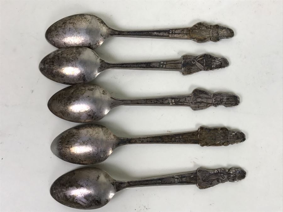 (5) Carlton Silver Plate Spoons Of The Dionne Quintuplets (Sisters) Cecile, Emilie, Annette, Marie, Yvonne [Photo 9]