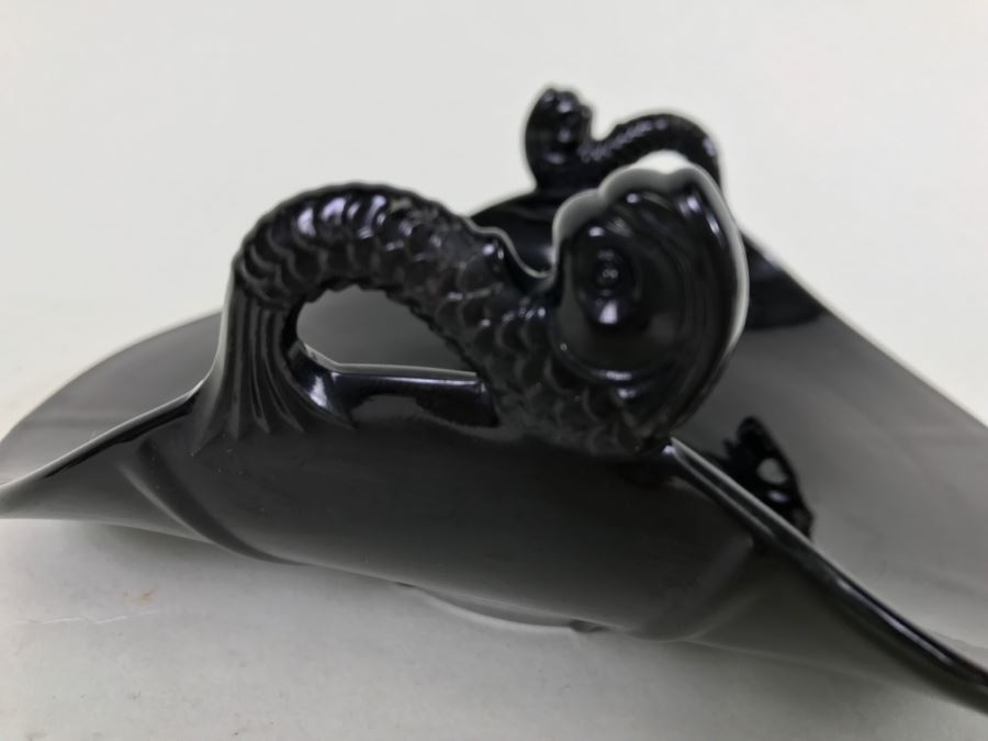 Vintage Glass With Curved Sides Candy Dish With Fish Handles [Photo 7]